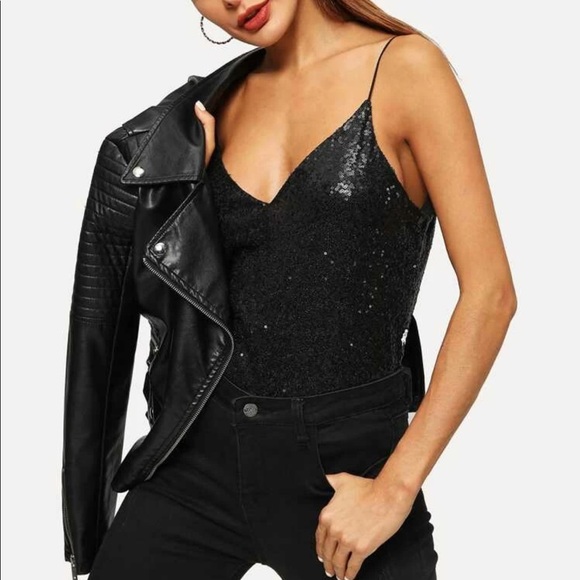 WILA Tops - Sequin cami tank top black glamorous trendy